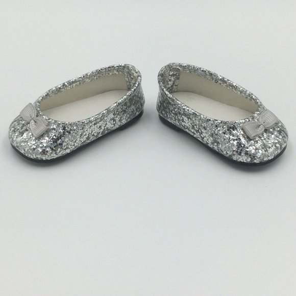 American Girl SILVER SHIMMER Sparkly Glitter SHOES (Only), 2015 Retired - Picture 4 of 5